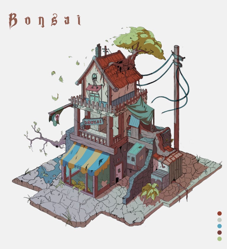 2D Building Concept Art by Rytis Juknevicius