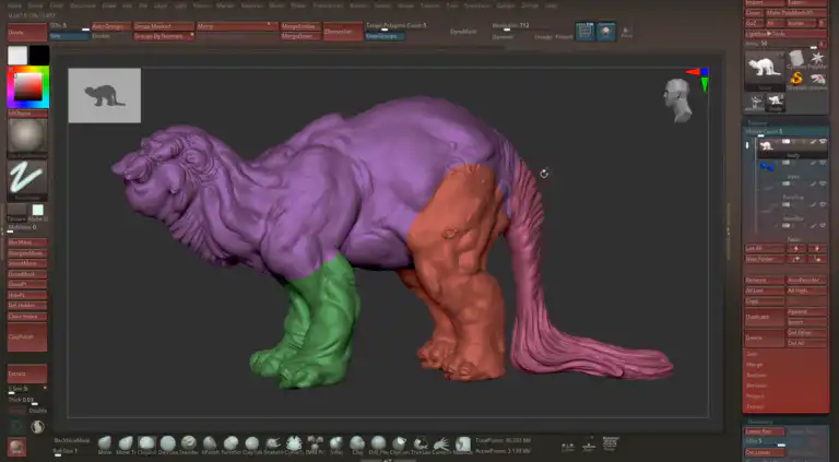 ZBrush Polygroups Subtools Header